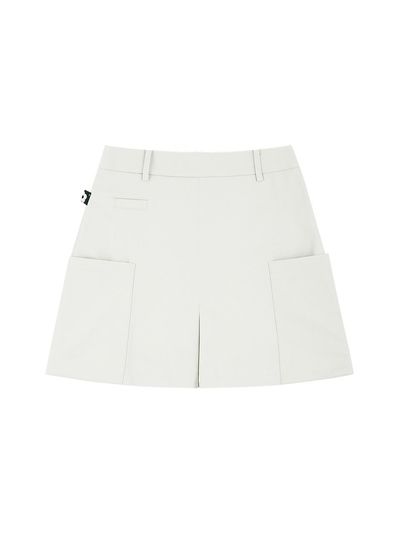 Aven H-line Pleated Culottes Skirt Golf [Beige]