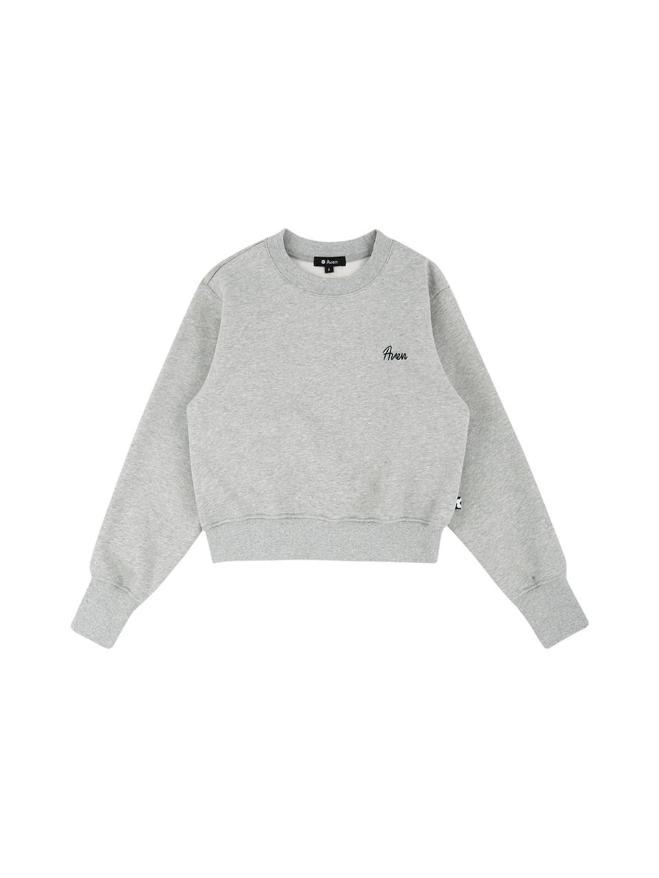 Aven Round Neck Semi-cropped Sweatshirt [Melange Gray]