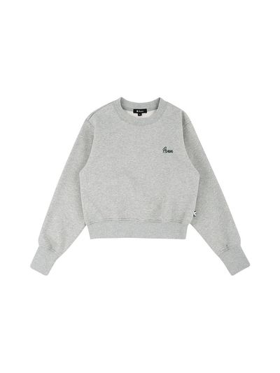 Aven Round Neck Semi-cropped Sweatshirt [Melange Gray]