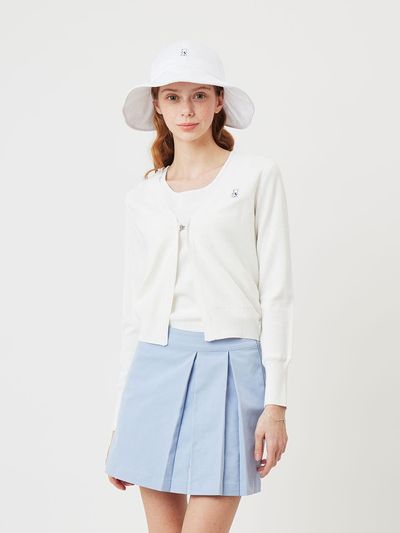 Aven Sleeveless Knit Cardigan Set Golf [White]