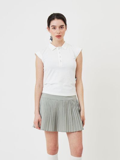 Aven Slim-fit Sleeveless Polo Shirt [White]
