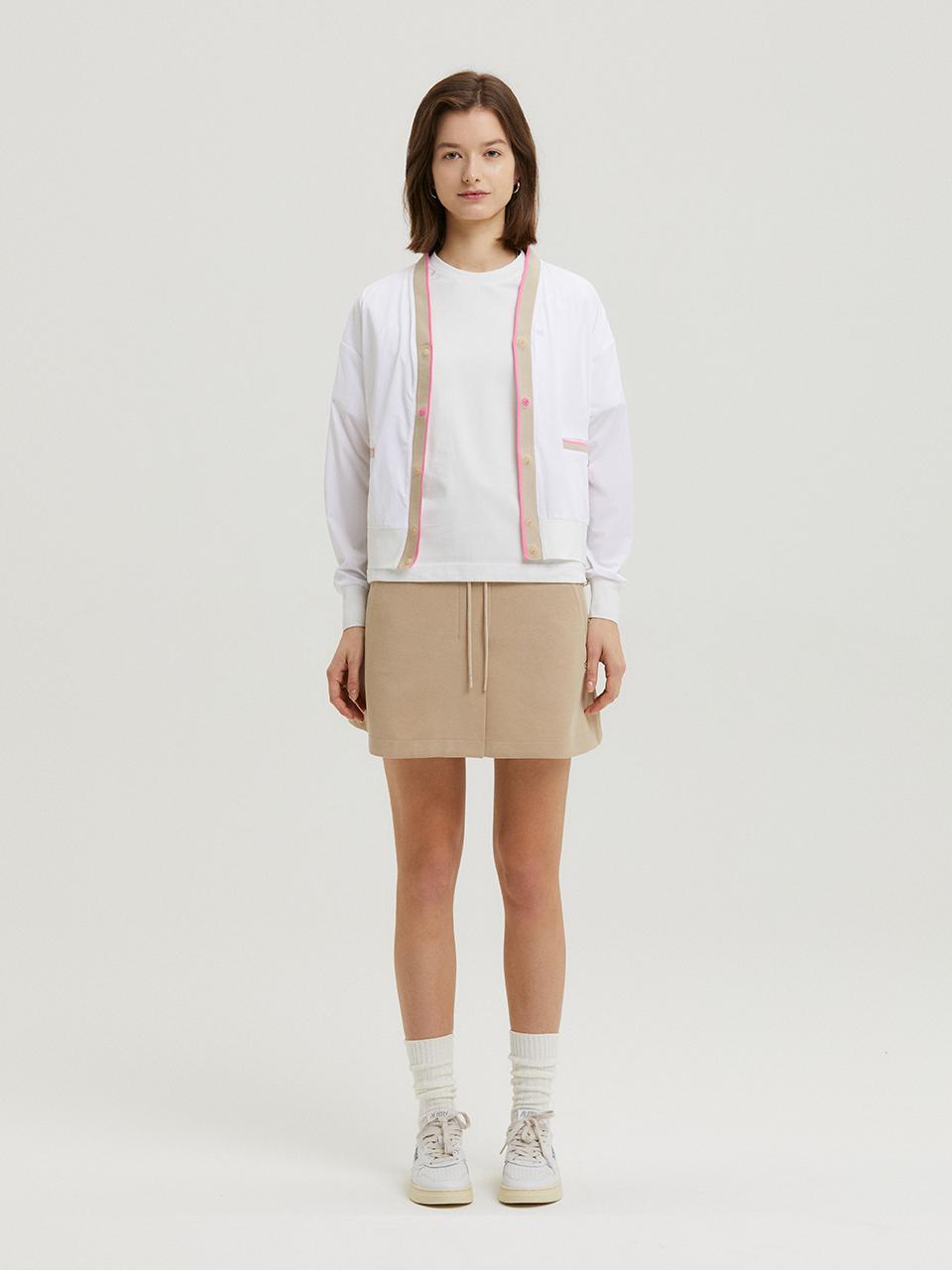 Aven Slim Flare Elastic Waist Golf Skirt [Beige]