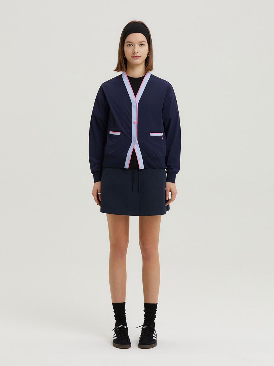 Aven Slim Flare Elastic Waist Skirt [Navy]