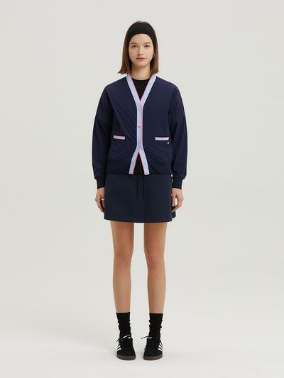 Aven Slim Flare Elastic Waist Skirt [Navy]