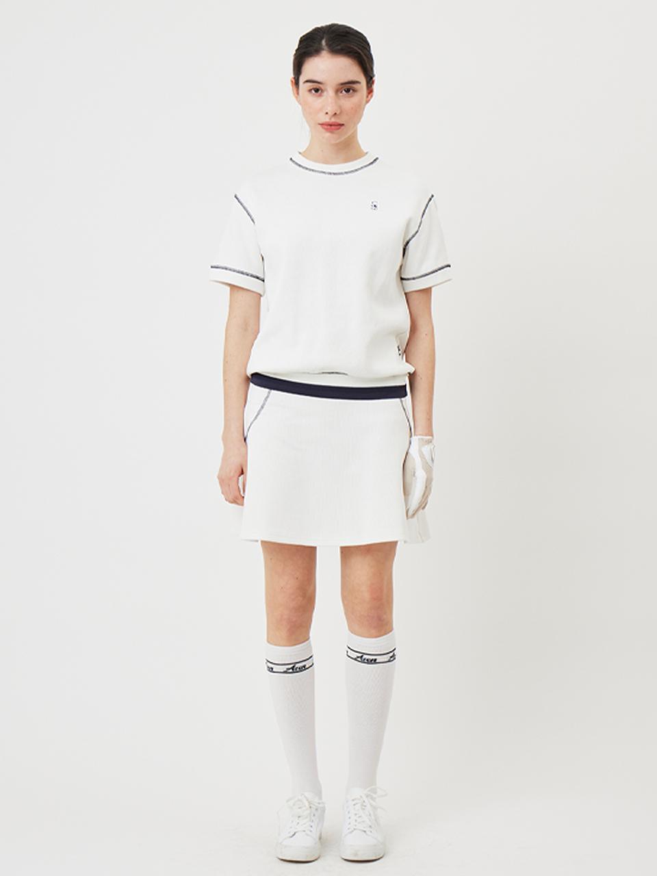 Aven Stitched Flare Golf Skirt [White]