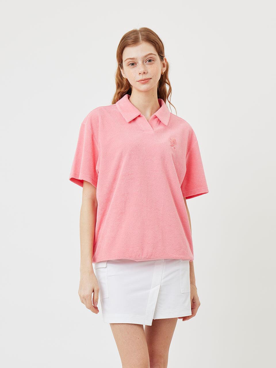 Aven Terry V-neck T-shirt [Pink]