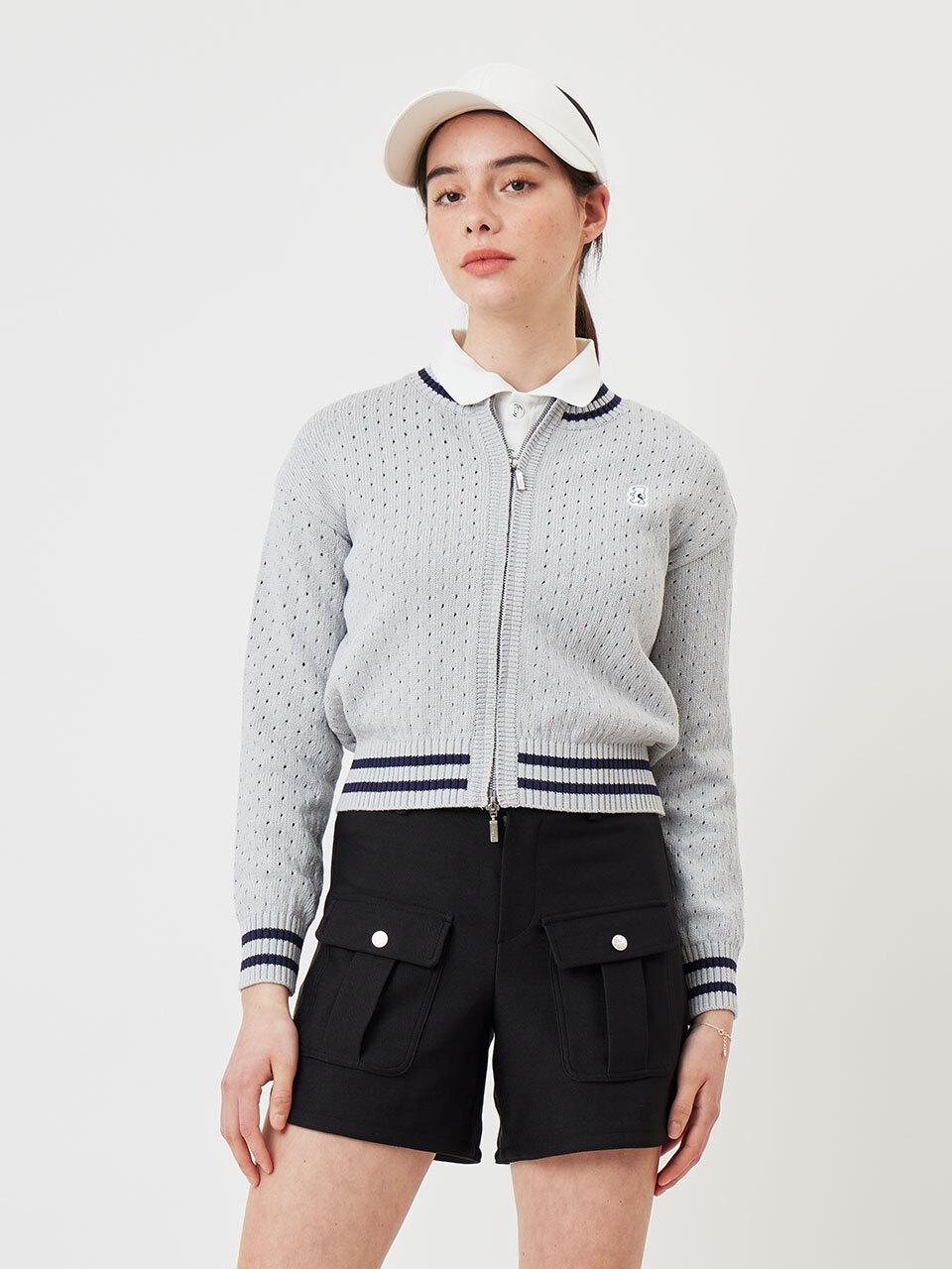Aven Two-way zip-up cardigan [grey]