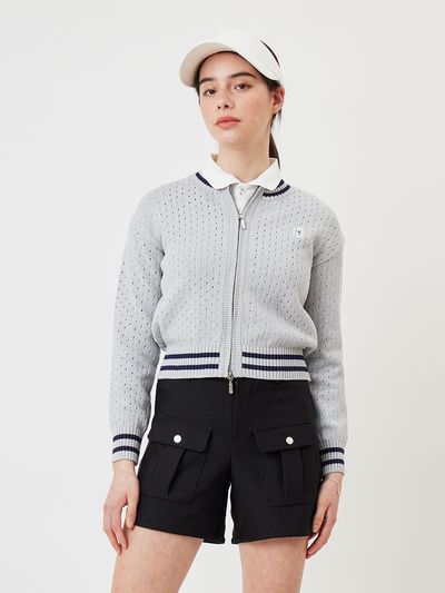 Aven Two-way zip-up cardigan [grey]