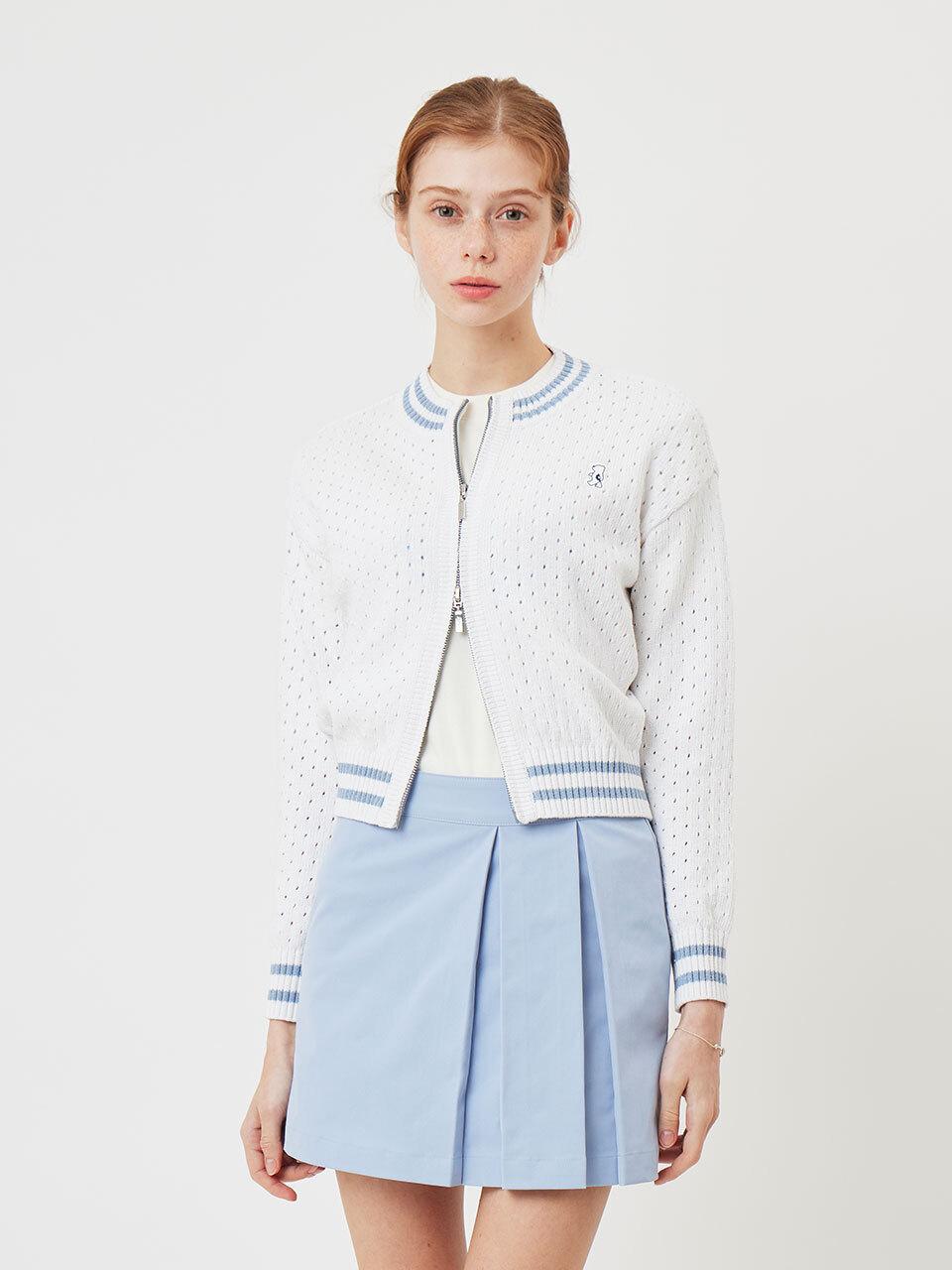 Aven Two-way zip-up cardigan [white]