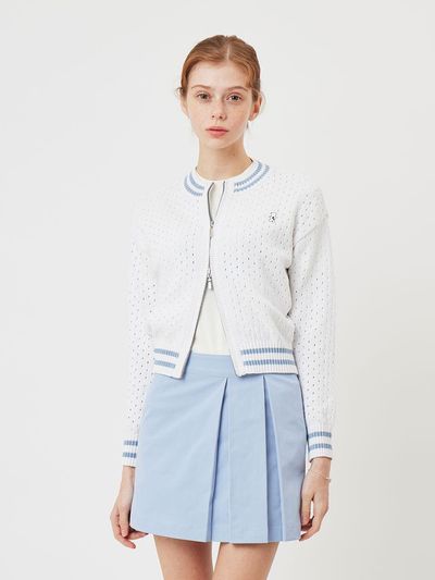 Aven Two-way zip-up cardigan [white]