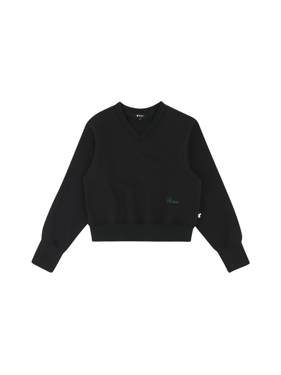 Aven V-neck semi-crop sweatshirt [black]