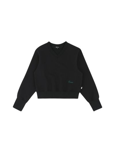 Aven V-neck semi-crop sweatshirt [black]