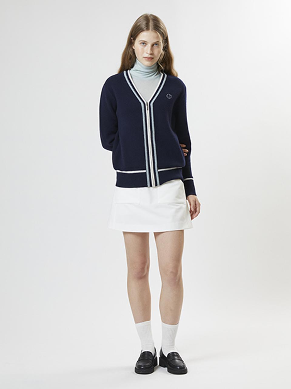Aven Wool Zip-up Knit Cardigan [Navy]