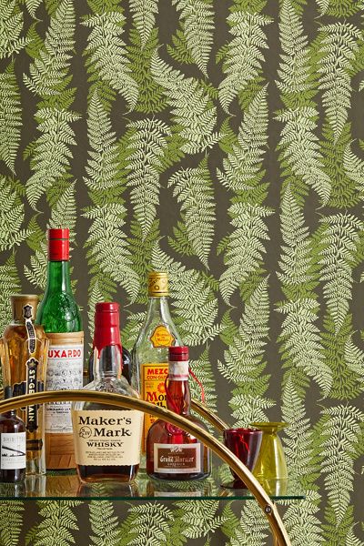 Avenie Avenie Countryside Garden Green Ferns Removable Wallpaper in Green at Urban Outfitters