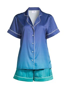 Averie Women's Sunset Ocean Dip Ombréd Shorts Pajama Set