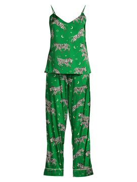 Averie Women's Taavi 2-Piece Zebra-Print Satin Camisole Pajama Set