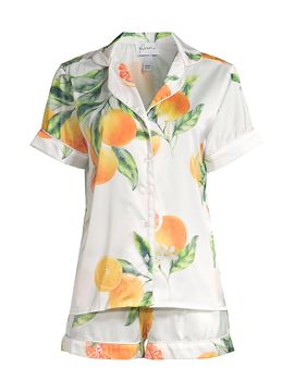 Averie Women's Two-Piece Orange & Grapefruits Print Shorts Pajama Set