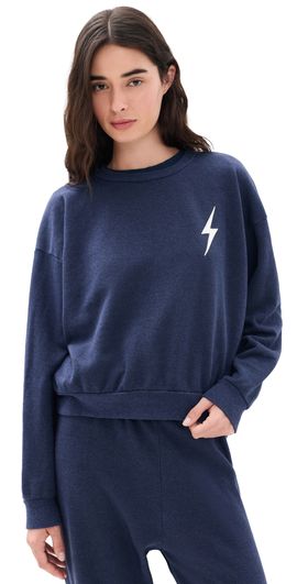 Aviator Nation Aviator Nation Bolt Stitch Crew Sweatshirt Navy/White