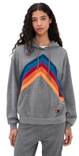 Aviator Nation Aviator Nation Mountain Stitch Chevron Hoodie Heather Grey