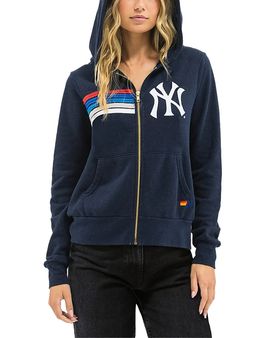 Aviator Nation Aviator Nation New York Yankees 5 Stripe Zip Front Hoodie