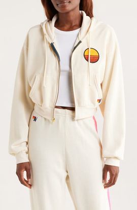 Aviator Nation Aviator Nation Sunset Patch Crop Zip Hoodie