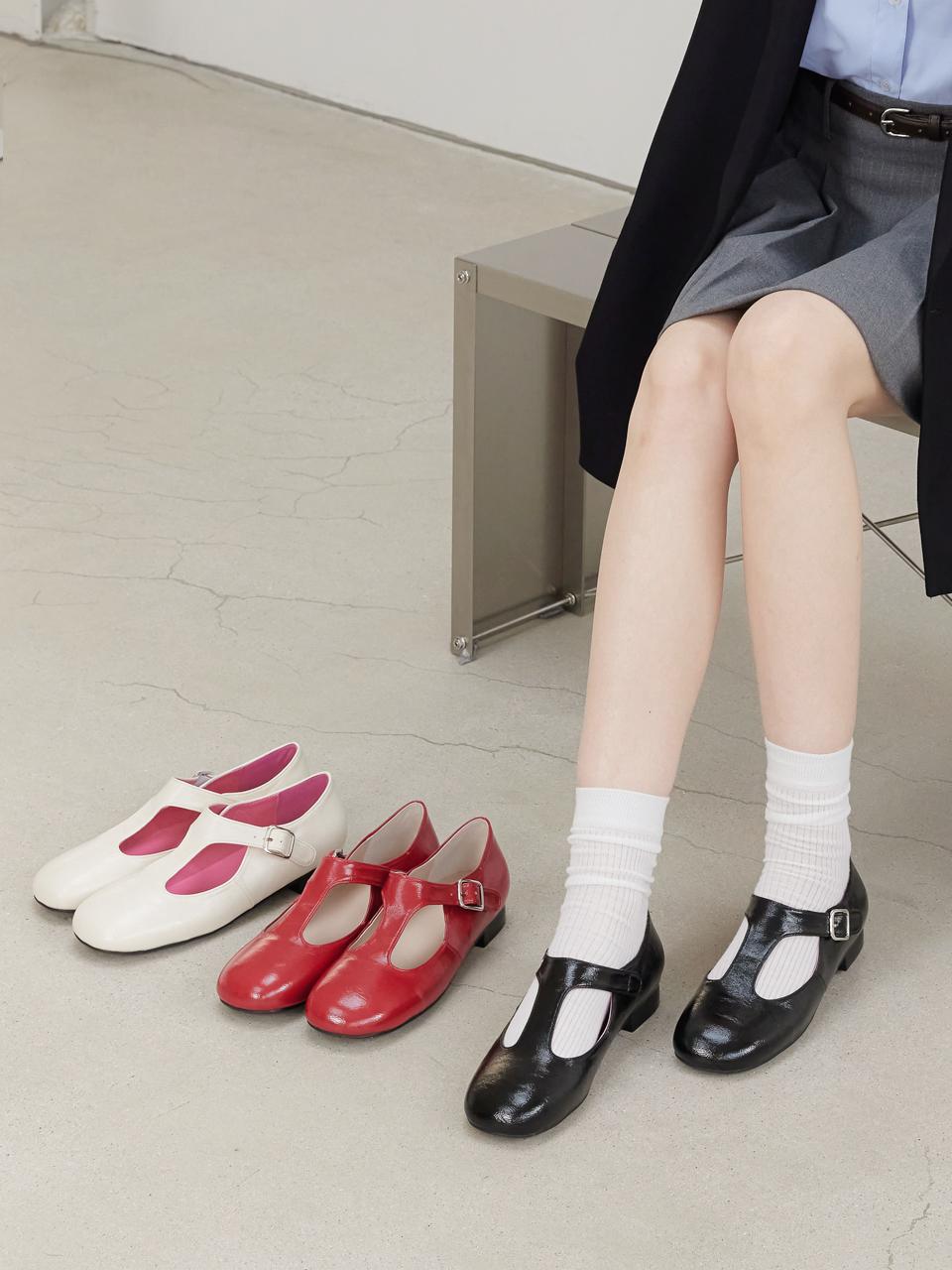 AVISPA Glan Square Toe T-Strap Loafer Flat Shoes (F426) [3colors]