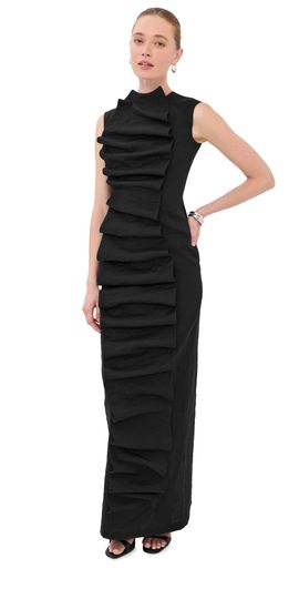 A.W.A.K.E. MODE A. W.A. K.E. MODE Bib Front Maxi Dress Black