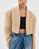 A.W.A.K.E. MODE A. W.A. K.E. MODE Cropped Tuxedo Jacket Camel - 2