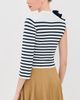 A.W.A.K.E. MODE A. W.A. K.E. MODE Fitted Knit Top with Ruffles White/Navy Striped - 3