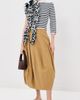 A.W.A.K.E. MODE A. W.A. K.E. MODE Fitted Knit Top with Ruffles White/Navy Striped - 5