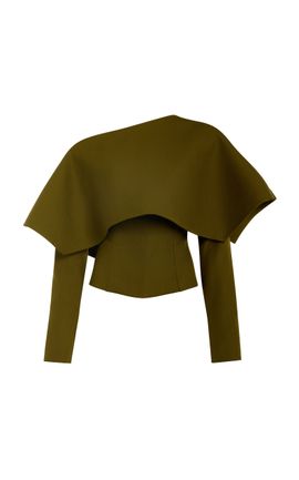 A.W.A.K.E. MODE A.W.A.K.E. MODE Asymmetric Wool Collar Knit Top Khaki FR 42