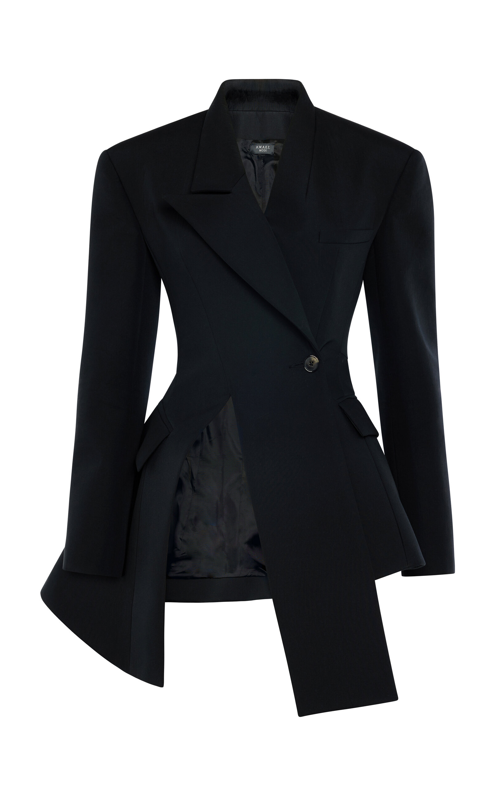 A.W.A.K.E. MODE A.W.A.K.E. MODE Asymmetric Wool VolumeContrast Blazer Navy FR 38