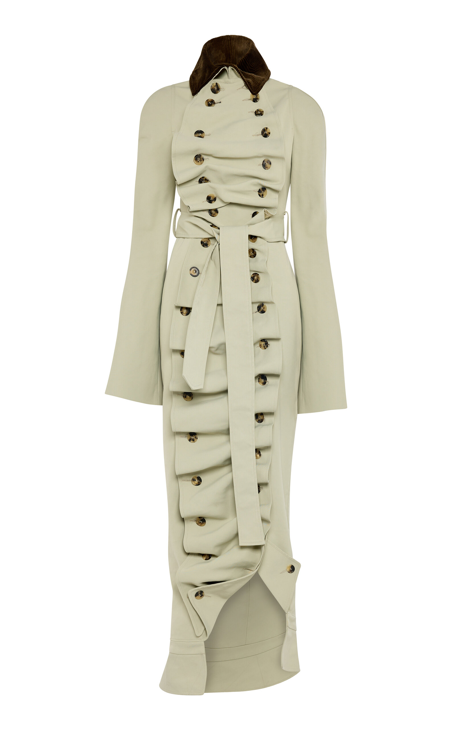 A.W.A.K.E. MODE A.W.A.K.E. MODE CottonBlend BibFront Structured Trench Coat Light Wash FR 42
