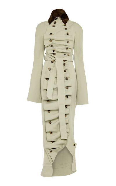 A.W.A.K.E. MODE A.W.A.K.E. MODE CottonBlend BibFront Structured Trench Coat Light Wash FR 42