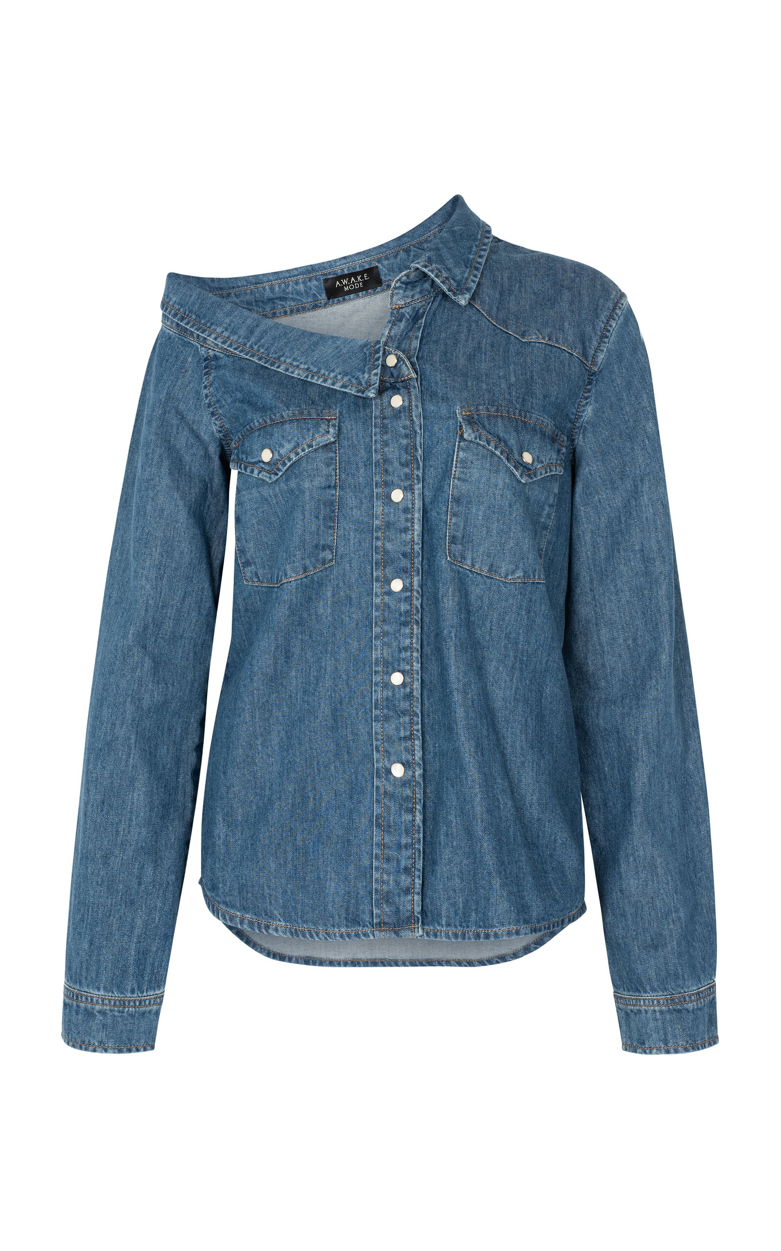 A.W.A.K.E. MODE A.W.A.K.E. MODE OffShoulder Denim Shirt