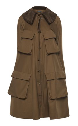 A.W.A.K.E. MODE A.W.A.K.E. MODE PocketDetailed Flared Cotton Gabardine Trench Coat