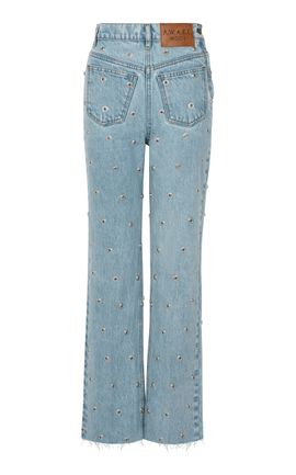 A.W.A.K.E. MODE A.W.A.K.E. MODE Studded Rigid HighRise StraightLeg Jeans
