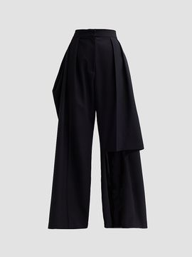 A.W.A.K.E. MODE Women's Draped Wool Slit Knee Pants