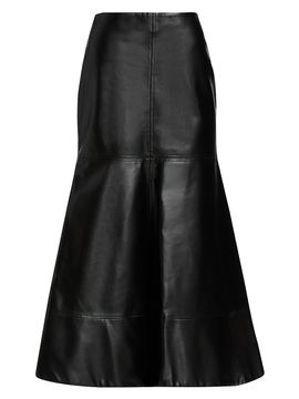 A.W.A.K.E. Mode Women's Faux Leather Flared Midi-Skirt
