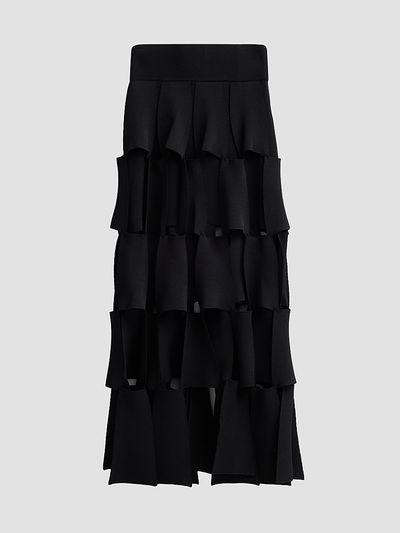 A.W.A.K.E. MODE Women's Knitted Multi Trapeze Skirt
