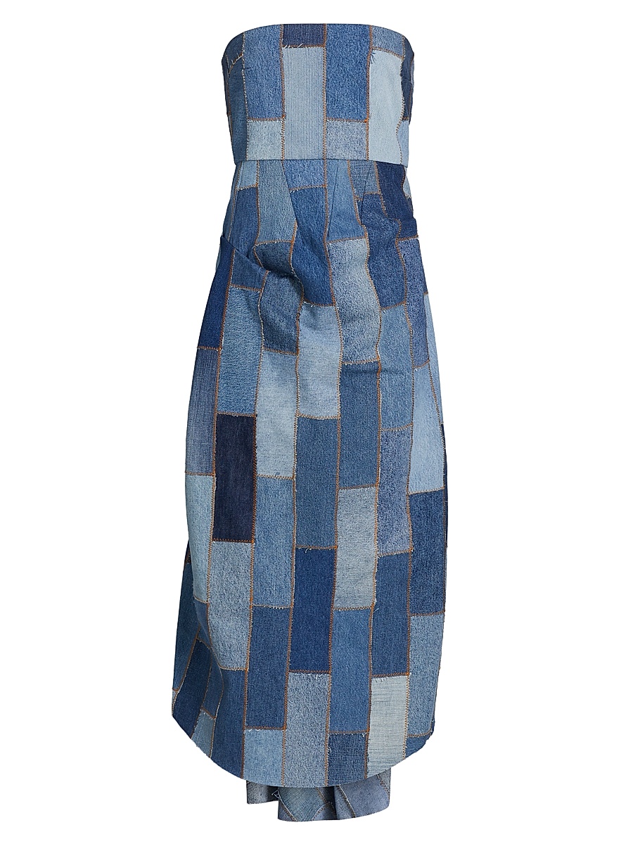 awake mode denim dress A.W.A.K.E MODE Laser-cut denim maxi dress