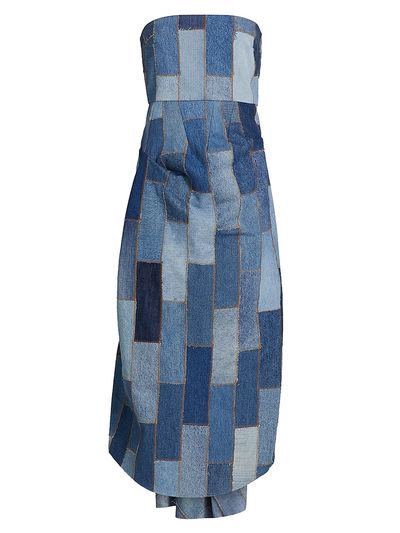 white christmas dresses Awake Mode Denim Patchwork Midi Skirt Size 6/8