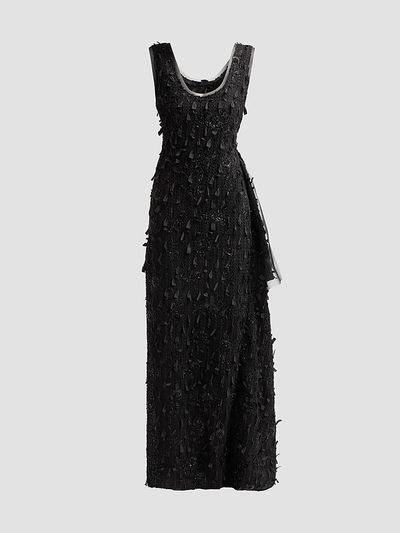 A.W.A.K.E. MODE Women's Side-Drape Textured Maxi Dress