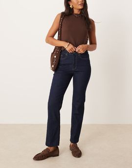 AWARE AWARE Alice high waist stretch straight leg jeans in dark blue rinse