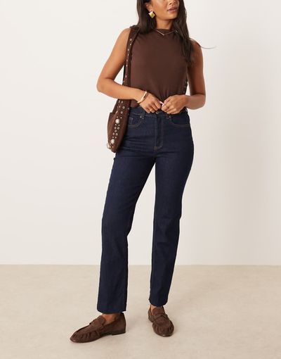 AWARE AWARE Alice high waist stretch straight leg jeans in dark blue rinse