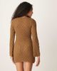 AWARE AWARE crochet knit mini dress with wide sleeves in brown - 3
