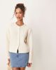 AWARE AWARE knitted buttondown bomber jacket in cream-White - 1