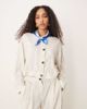 AWARE AWARE linen touch buttondown top in white pinstripe - part of a set-Blue - 1