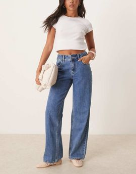 AWARE AWARE Rena mid rise wide leg jeans in medium blue wash