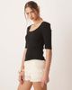 AWARE AWARE ribbed scoop neck top in black - 1
